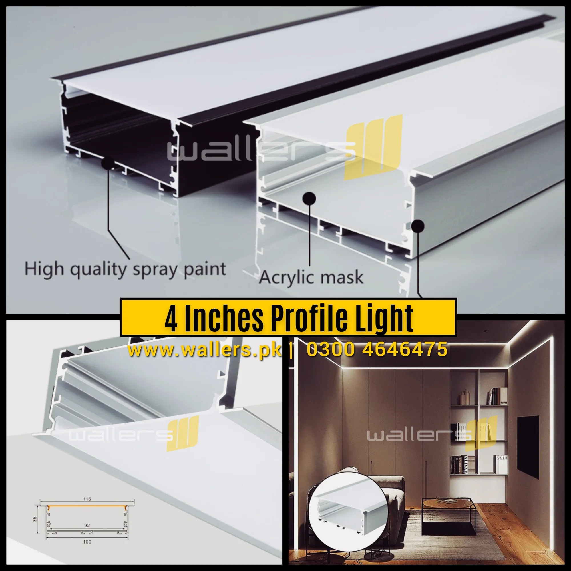 100 MM (4 INCHES) U SHAPE LINEAR PROFILE LIGHT | 10 FEET LENGTH